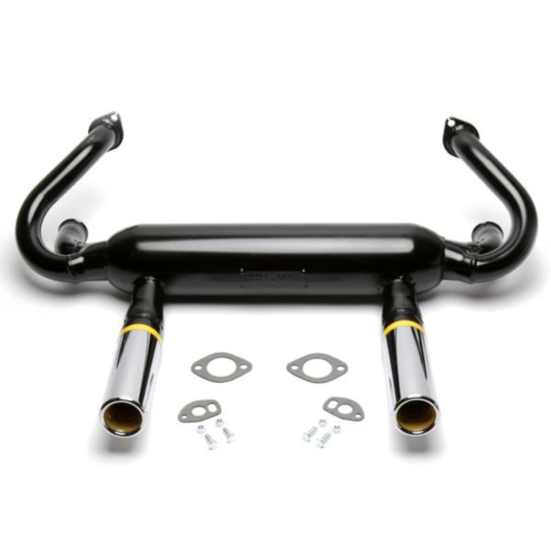 Tri Mil Exhaust, Euro 2-Tip, Dropped Tip, w/o Heat Risers, Satin Black ...